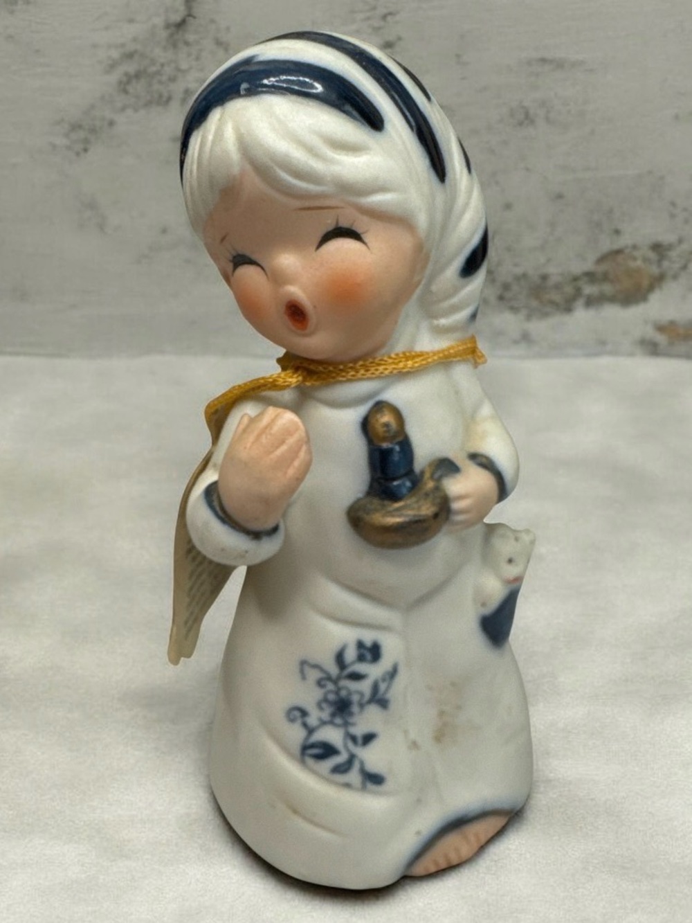 JASCO Vintage hand-painted bisque porcelain bell figurine